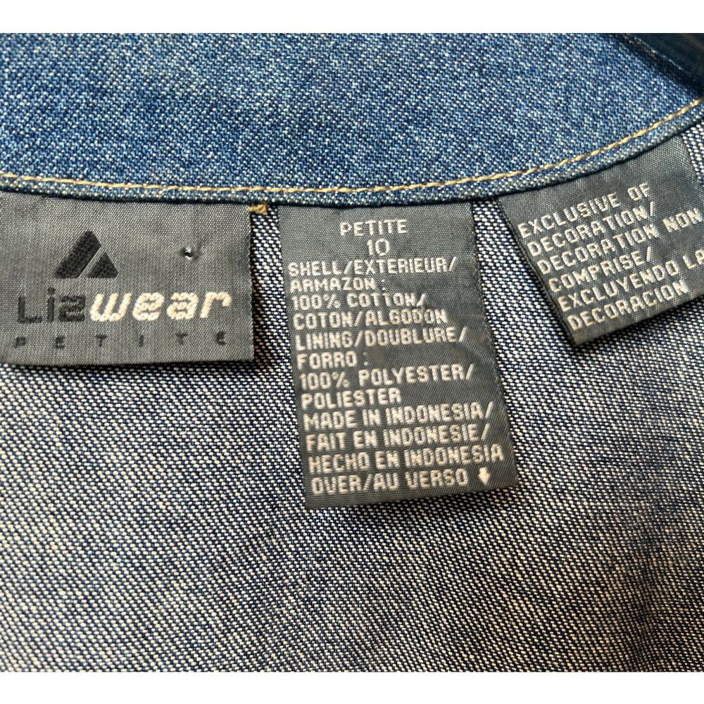 Vntg Y2K Lizwear Petite Liza Claiborne Denim Cropped Jacket - Picture 4 of 9